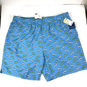 Sero Forsyth Men's Swim Trunks Size XL Blue Green Fishbone Print Mesh Lined NWT